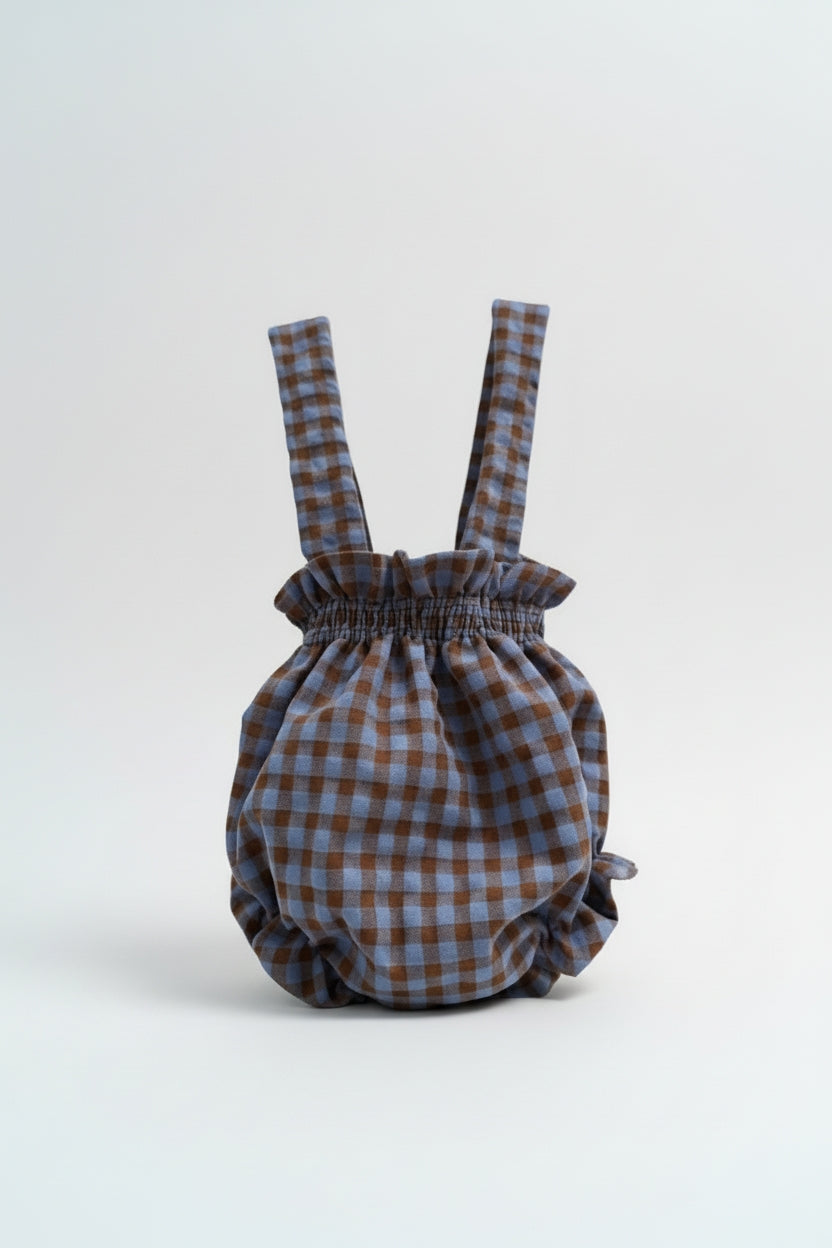 Vichy azul y marrón