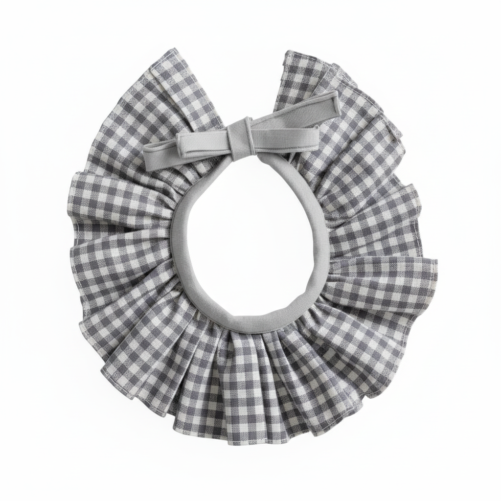 Cuello Vichy Gris y Blanco